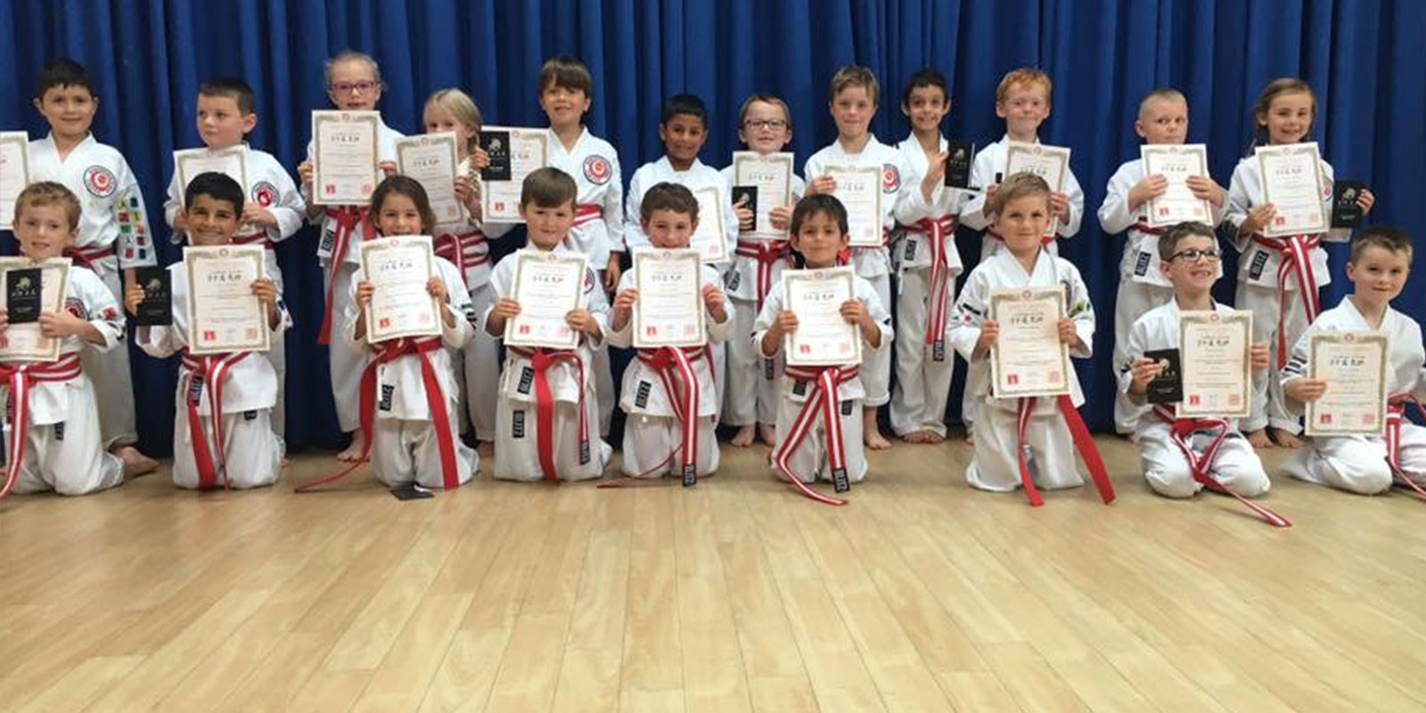 Junior karate class full of children