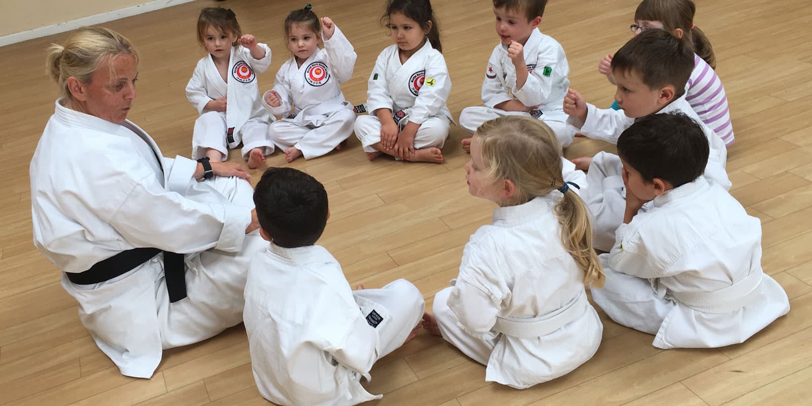 Emma Harris teaching karate to children